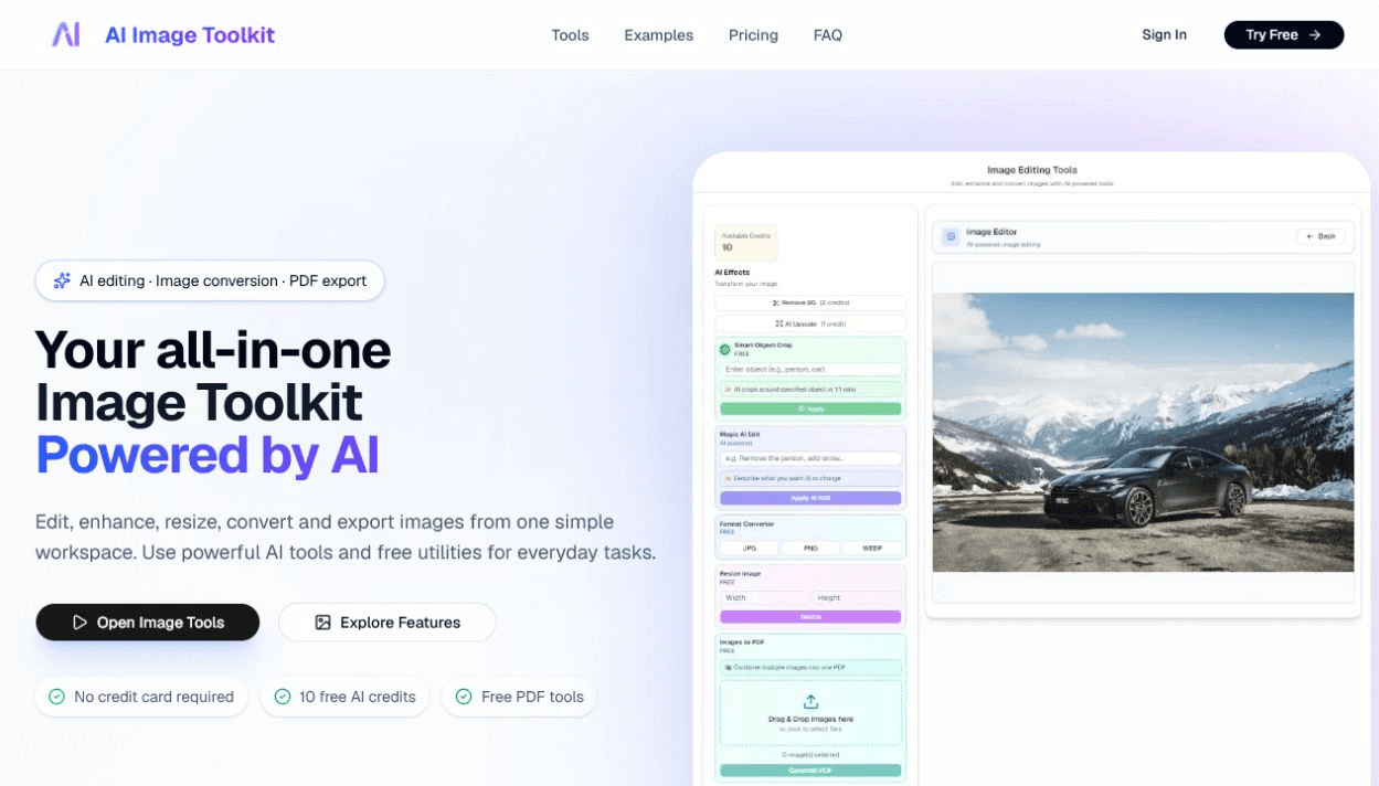 AI Application homepage