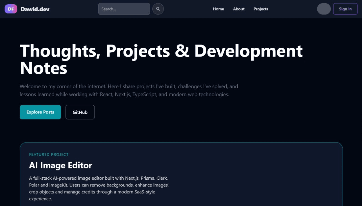 Blog Application homepage